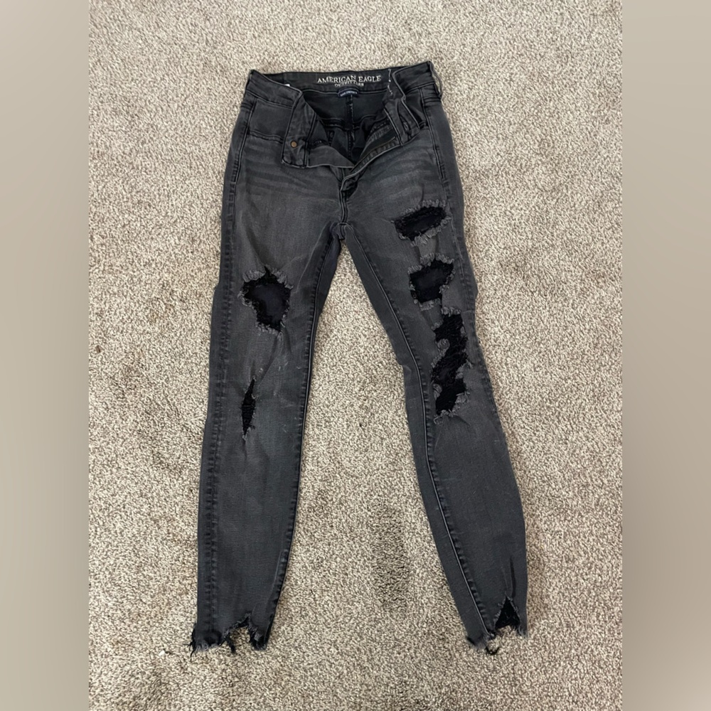 American Eagle Distressed Black Jeans size 6